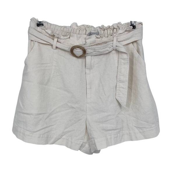 Sofia Jeans Linen Blend Tie Front Shirt Shorts Set Ivory LARGE Resortwear Coast - Picture 4 of 16